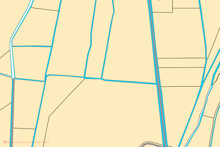 Mappa catastale del centro di Abbadia Cerreto: particelle e fabbricati, cartografia Agenzia delle Entrate
