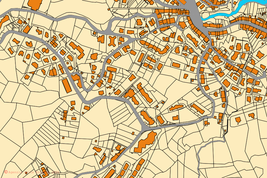 Mappa catastale del centro di Abbadia San Salvatore: particelle e fabbricati, cartografia Agenzia delle Entrate