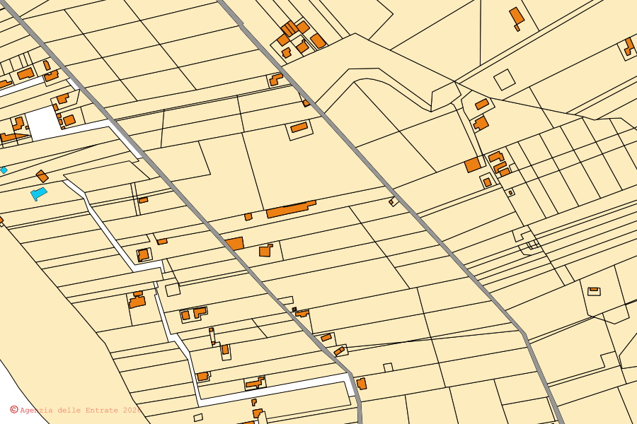Mappa catastale del centro di Acate: particelle e fabbricati, cartografia Agenzia delle Entrate
