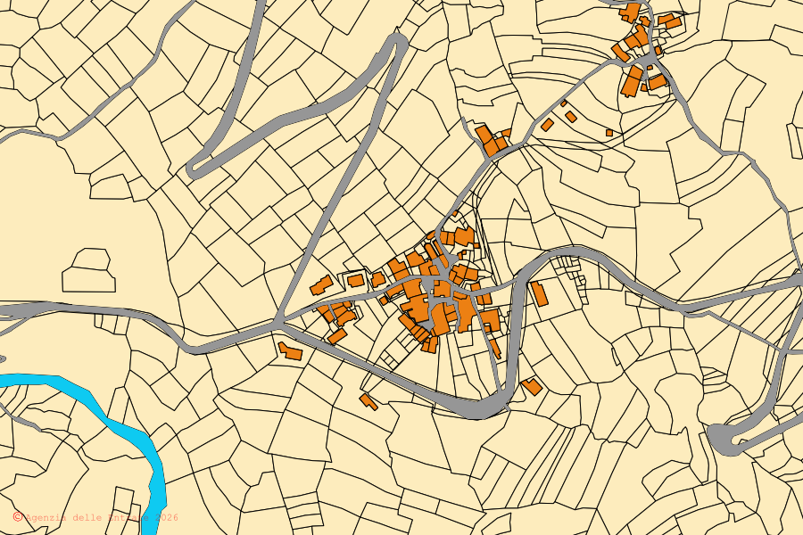 Mappa catastale del centro di Acceglio: particelle e fabbricati, cartografia Agenzia delle Entrate