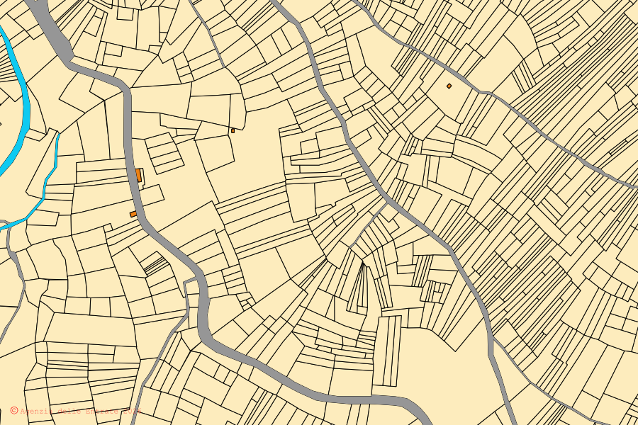 Mappa catastale del centro di Acciano: particelle e fabbricati, cartografia Agenzia delle Entrate