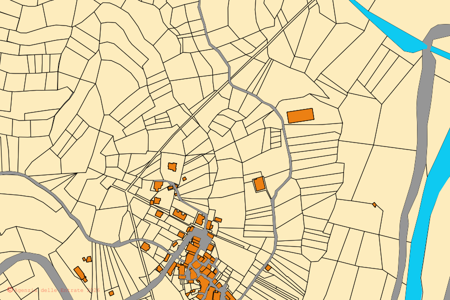 Mappa catastale del centro di Accumoli: particelle e fabbricati, cartografia Agenzia delle Entrate