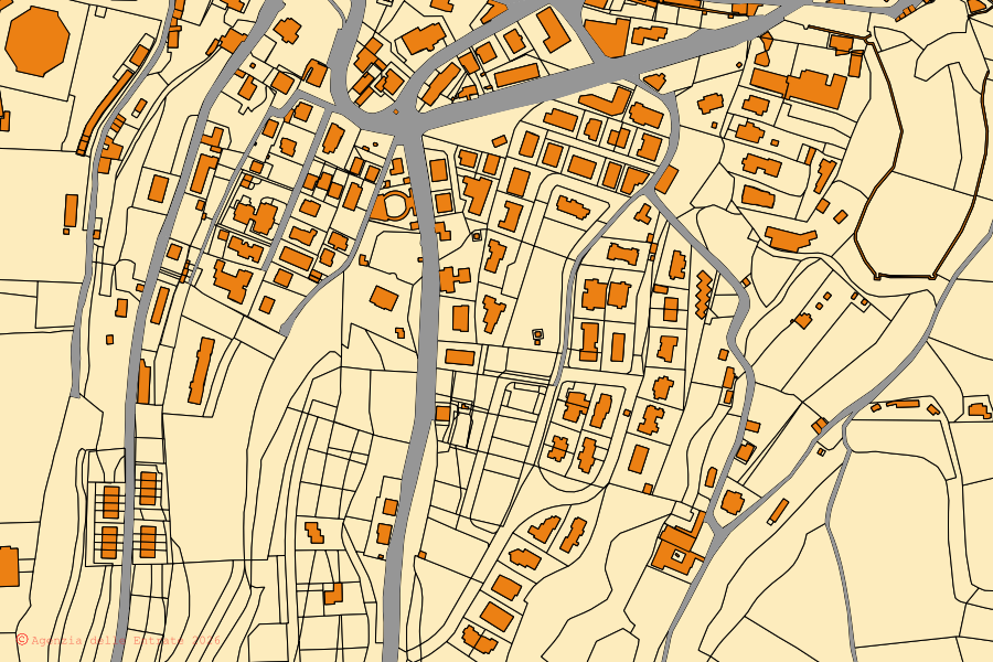 Mappa catastale del centro di Acquapendente: particelle e fabbricati, cartografia Agenzia delle Entrate