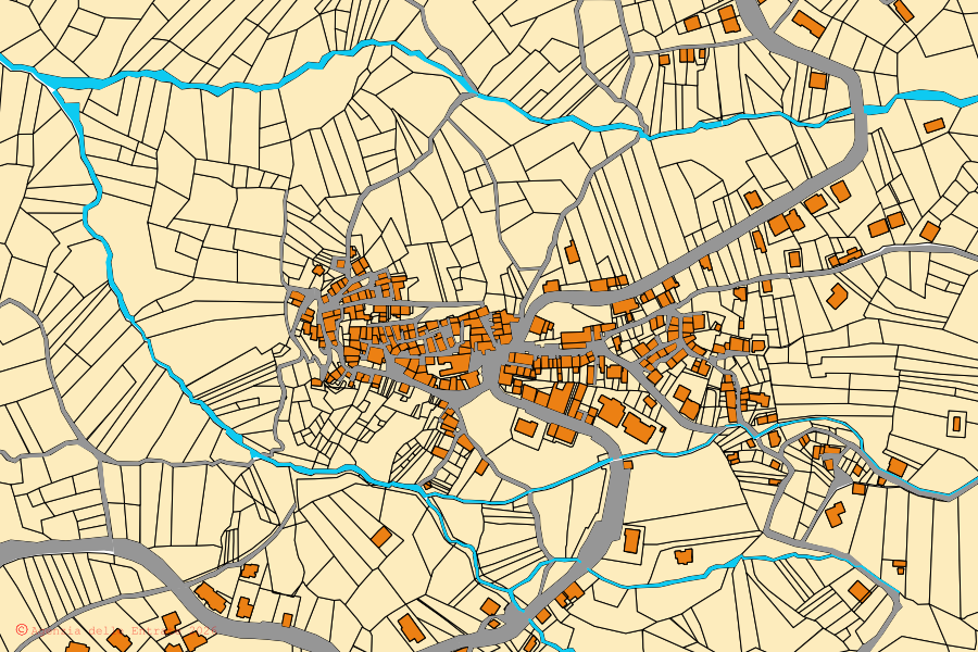 Mappa catastale del centro di Acquaviva d'Isernia: particelle e fabbricati, cartografia Agenzia delle Entrate