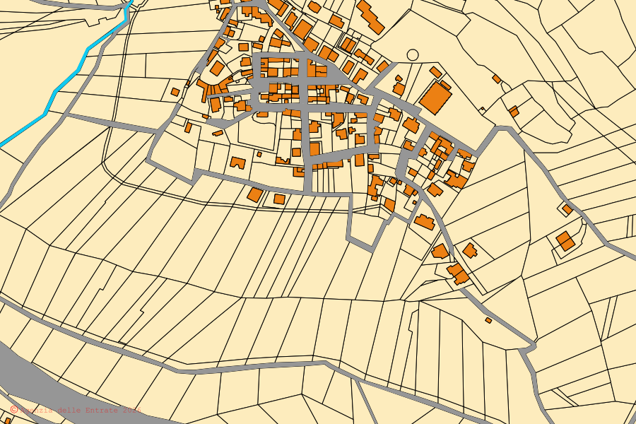 Mappa catastale del centro di Acuto: particelle e fabbricati, cartografia Agenzia delle Entrate