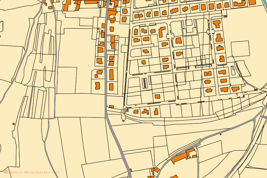 Mappa catastale del centro di Affi: particelle e fabbricati, cartografia Agenzia delle Entrate