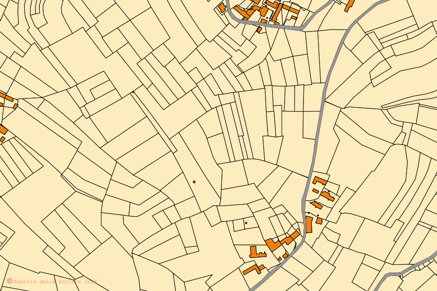 Mappa catastale del centro di Agliano Terme: particelle e fabbricati, cartografia Agenzia delle Entrate