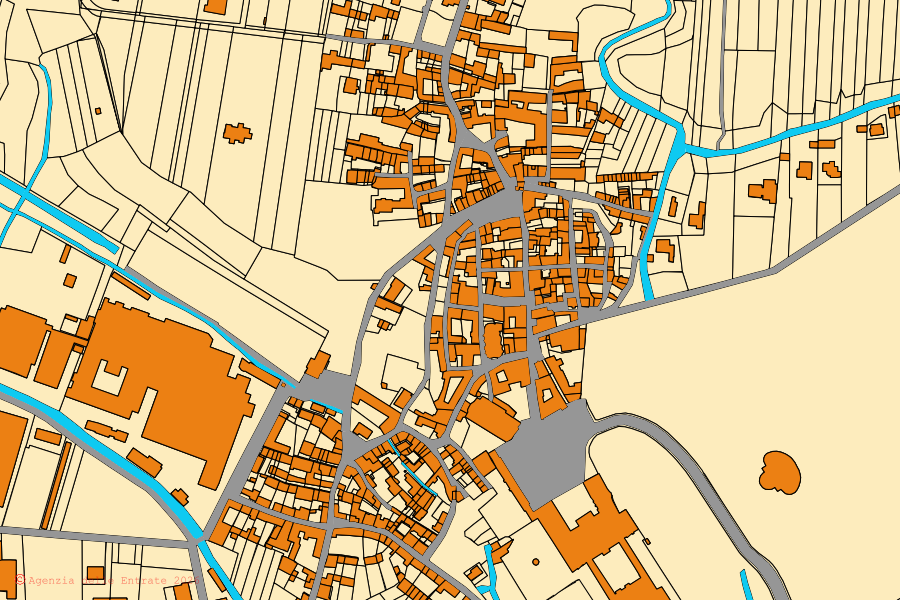Mappa catastale del centro di Agliè: particelle e fabbricati, cartografia Agenzia delle Entrate