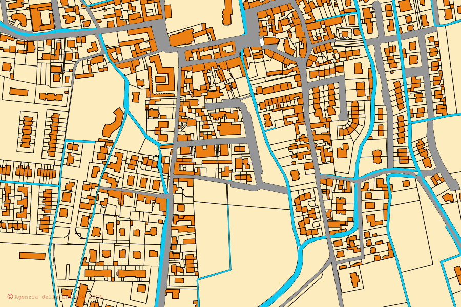 Mappa catastale del centro di Agnadello: particelle e fabbricati, cartografia Agenzia delle Entrate