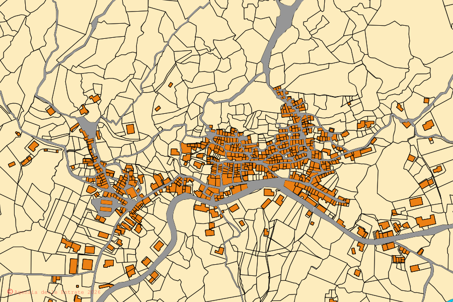 Mappa catastale del centro di Agnana Calabra: particelle e fabbricati, cartografia Agenzia delle Entrate