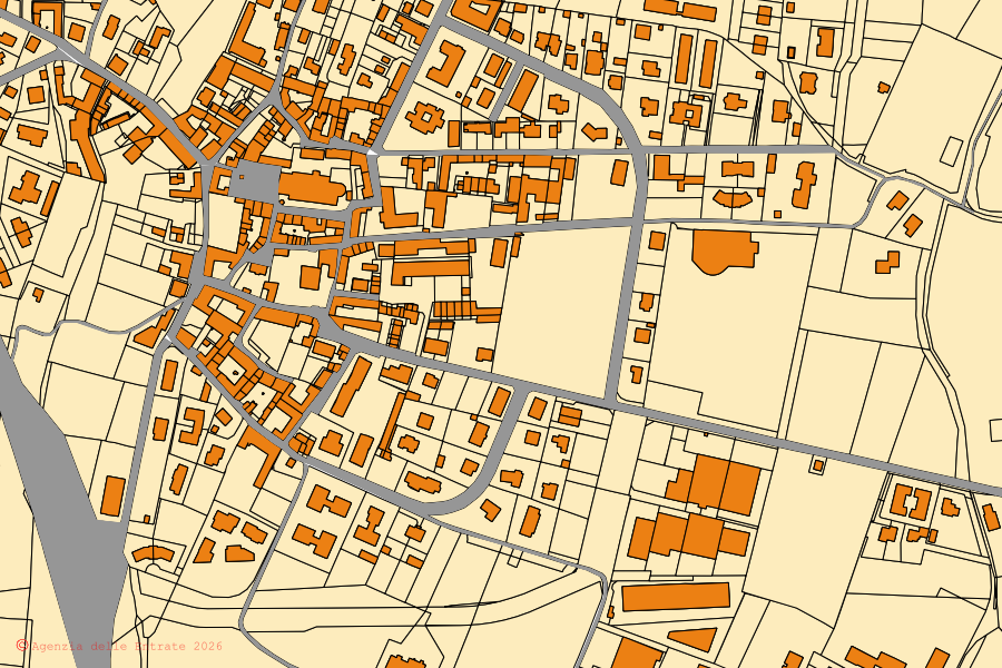 Mappa catastale del centro di Aicurzio: particelle e fabbricati, cartografia Agenzia delle Entrate