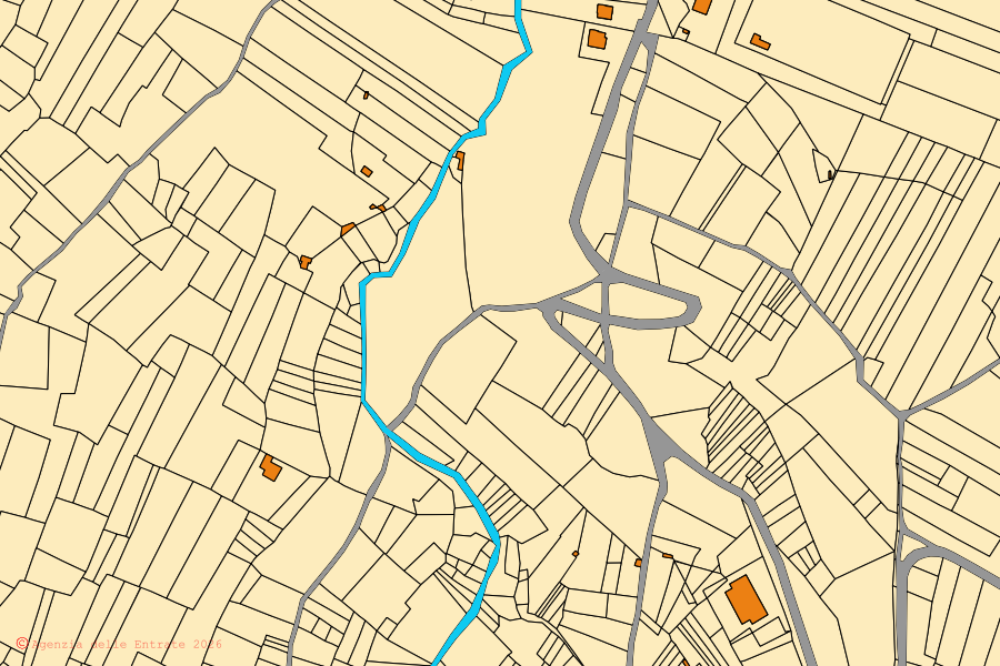 Mappa catastale del centro di Aielli: particelle e fabbricati, cartografia Agenzia delle Entrate