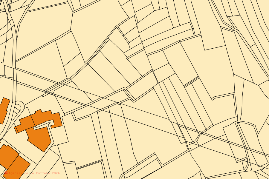 Mappa catastale del centro di Aiello del Friuli: particelle e fabbricati, cartografia Agenzia delle Entrate
