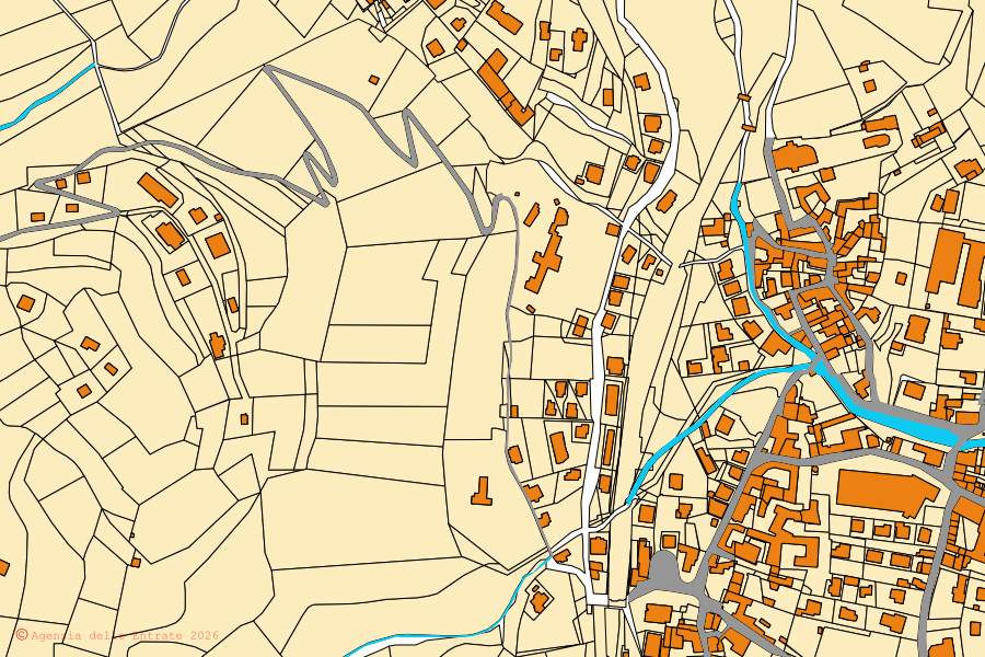 Mappa catastale del centro di Airuno: particelle e fabbricati, cartografia Agenzia delle Entrate