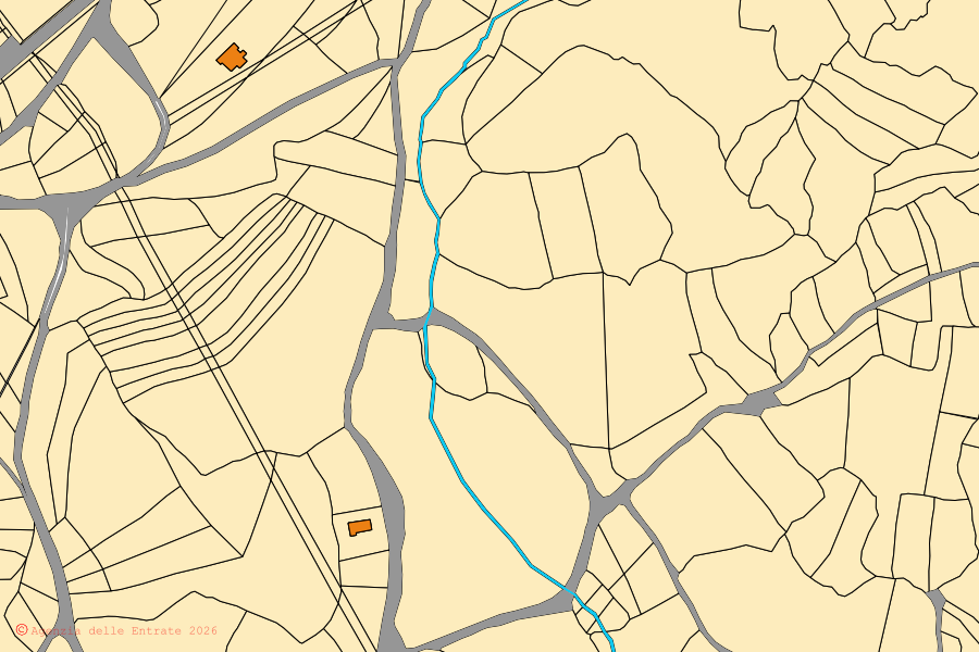 Mappa catastale del centro di Albagiara: particelle e fabbricati, cartografia Agenzia delle Entrate
