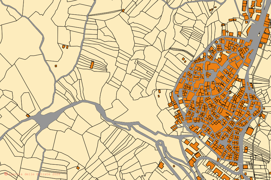Mappa catastale del centro di Albano di Lucania: particelle e fabbricati, cartografia Agenzia delle Entrate