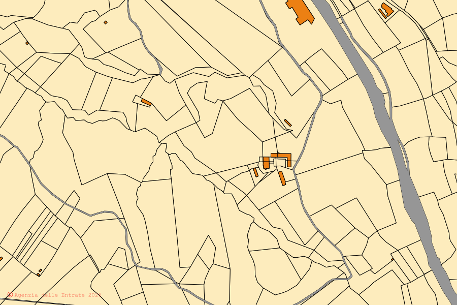 Mappa catastale del centro di Albaretto della Torre: particelle e fabbricati, cartografia Agenzia delle Entrate