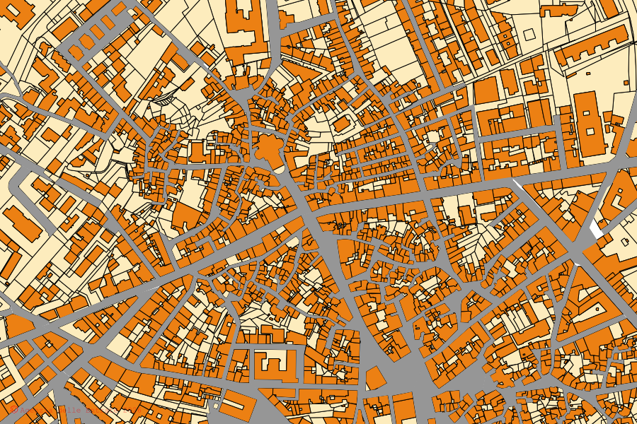 Mappa catastale del centro di Alberobello: particelle e fabbricati, cartografia Agenzia delle Entrate