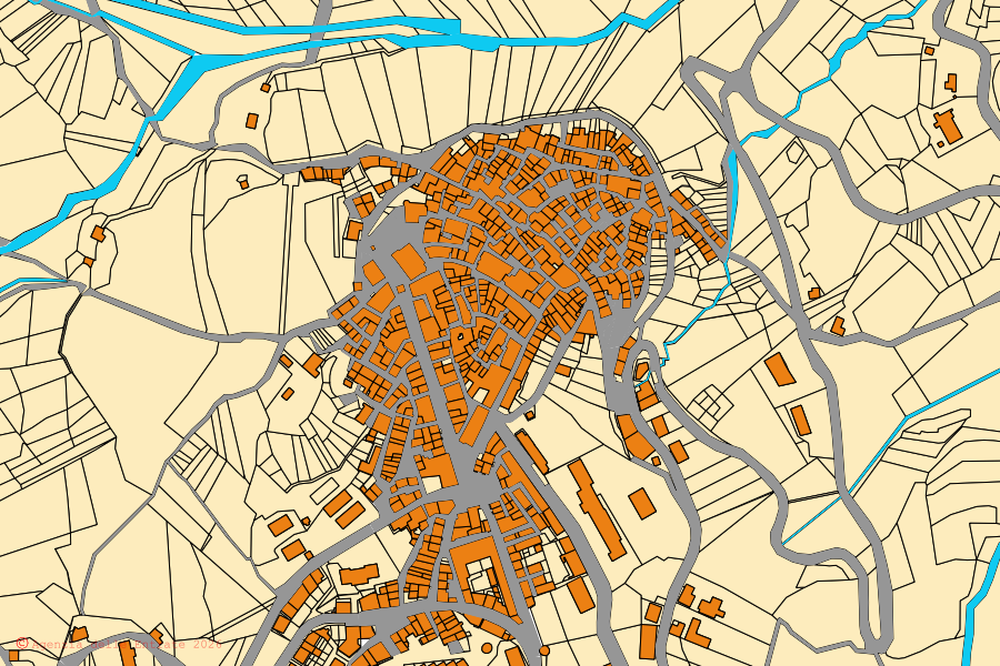 Mappa catastale del centro di Alberona: particelle e fabbricati, cartografia Agenzia delle Entrate