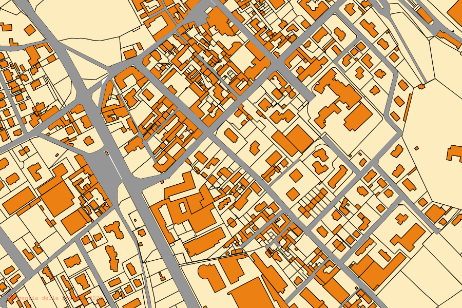 Mappa catastale del centro di Albiate: particelle e fabbricati, cartografia Agenzia delle Entrate
