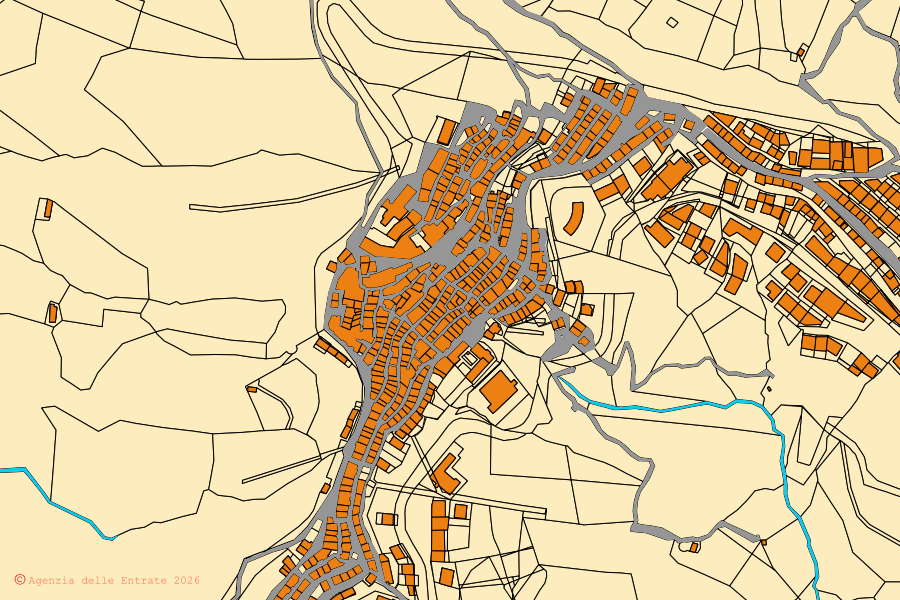Mappa catastale del centro di Albidona: particelle e fabbricati, cartografia Agenzia delle Entrate