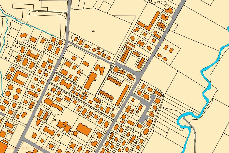 Mappa catastale del centro di Albinea: particelle e fabbricati, cartografia Agenzia delle Entrate