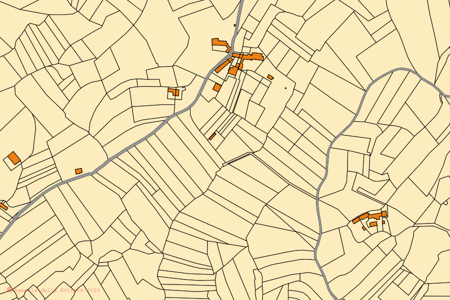 Mappa catastale del centro di Albugnano: particelle e fabbricati, cartografia Agenzia delle Entrate