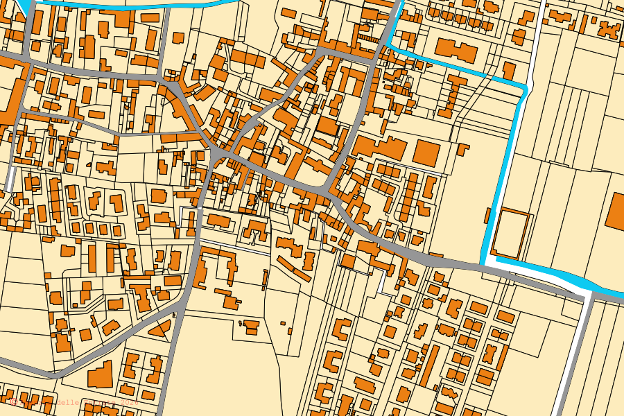 Mappa catastale del centro di Albuzzano: particelle e fabbricati, cartografia Agenzia delle Entrate