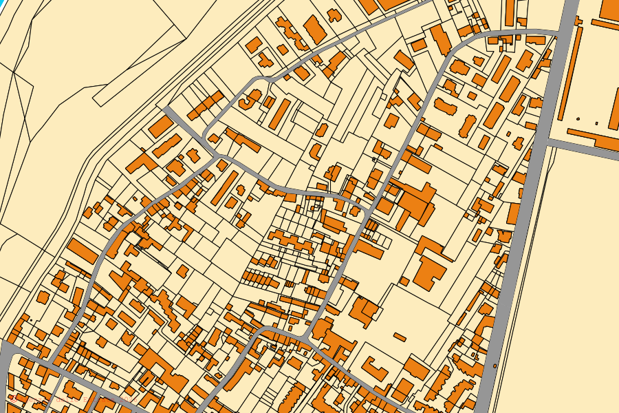 Mappa catastale del centro di Alessandria: particelle e fabbricati, cartografia Agenzia delle Entrate
