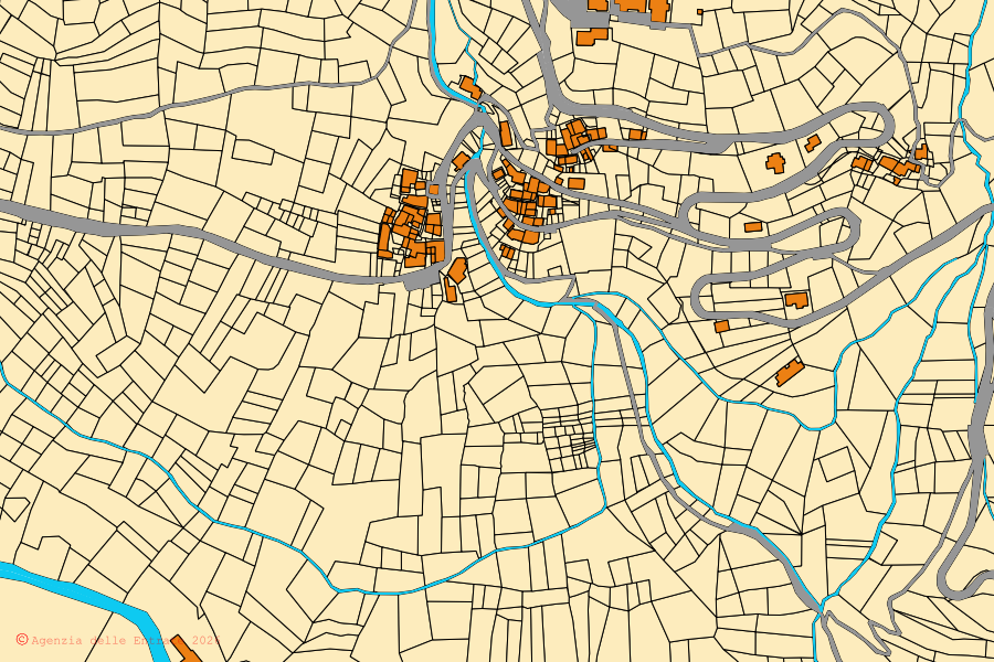 Mappa catastale del centro di Allein: particelle e fabbricati, cartografia Agenzia delle Entrate