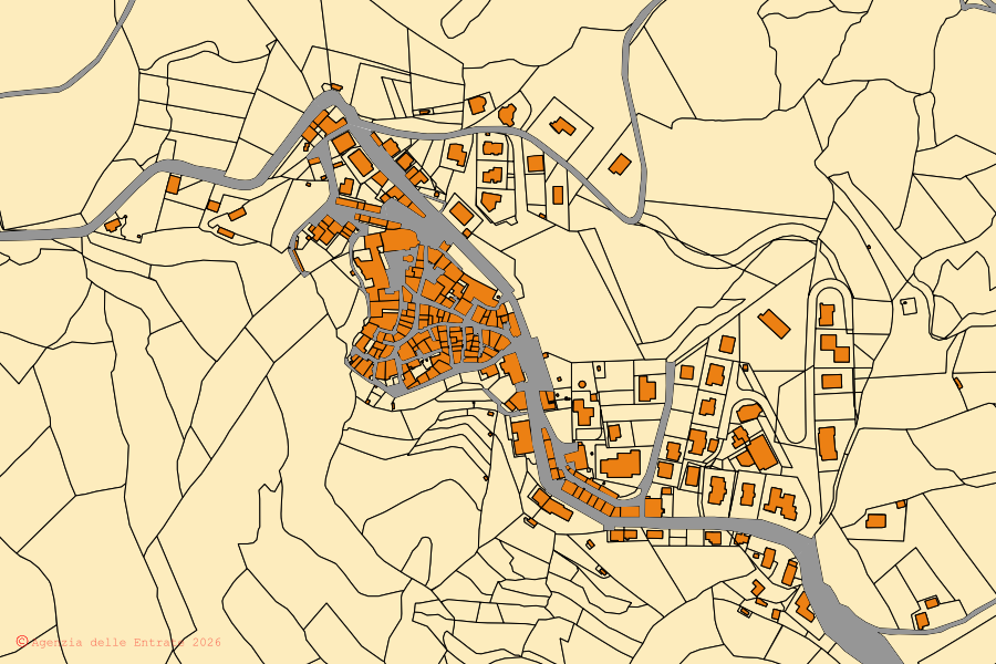 Mappa catastale del centro di Allerona: particelle e fabbricati, cartografia Agenzia delle Entrate