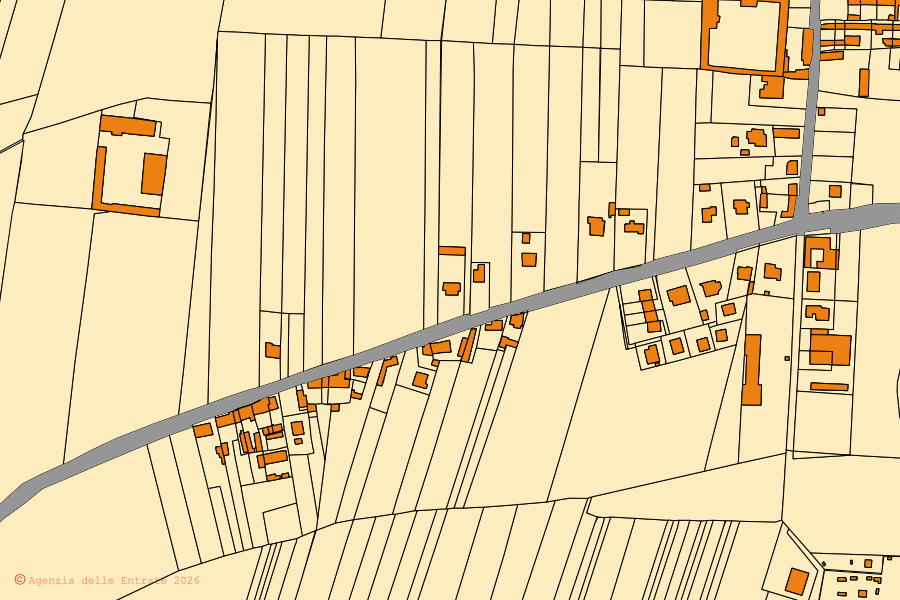 Mappa catastale del centro di Alluvioni Piovera: particelle e fabbricati, cartografia Agenzia delle Entrate