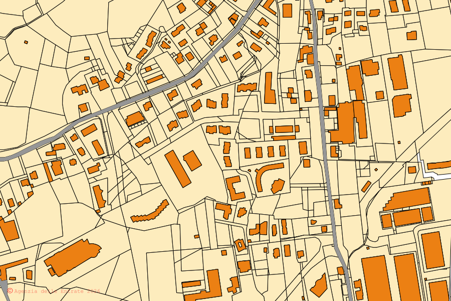 Mappa catastale del centro di Almenno San Bartolomeo: particelle e fabbricati, cartografia Agenzia delle Entrate