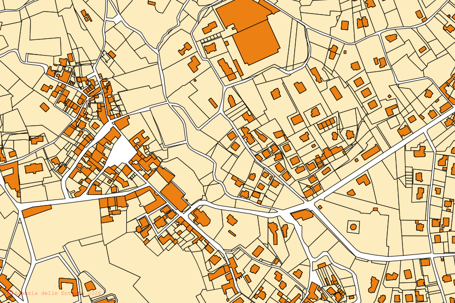 Mappa catastale del centro di Almenno San Salvatore: particelle e fabbricati, cartografia Agenzia delle Entrate