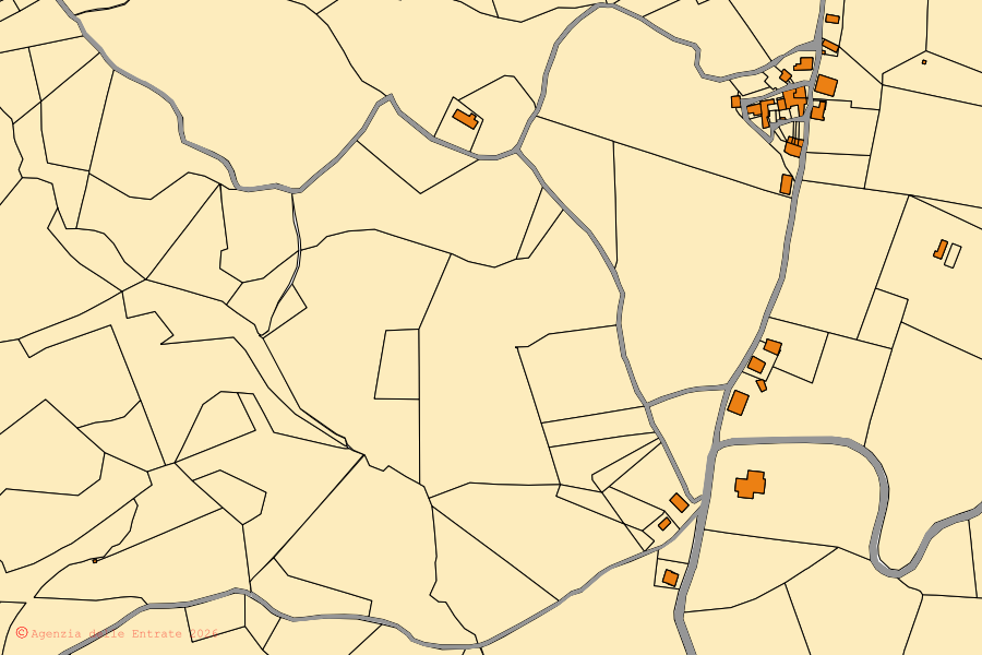 Mappa catastale del centro di Alta Val Tidone: particelle e fabbricati, cartografia Agenzia delle Entrate
