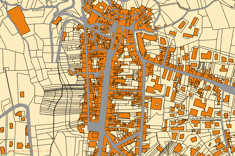 Mappa catastale del centro di Altavilla Irpina: particelle e fabbricati, cartografia Agenzia delle Entrate