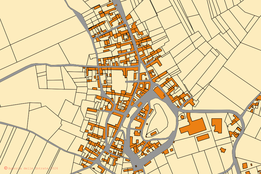 Mappa catastale del centro di Altavilla Monferrato: particelle e fabbricati, cartografia Agenzia delle Entrate