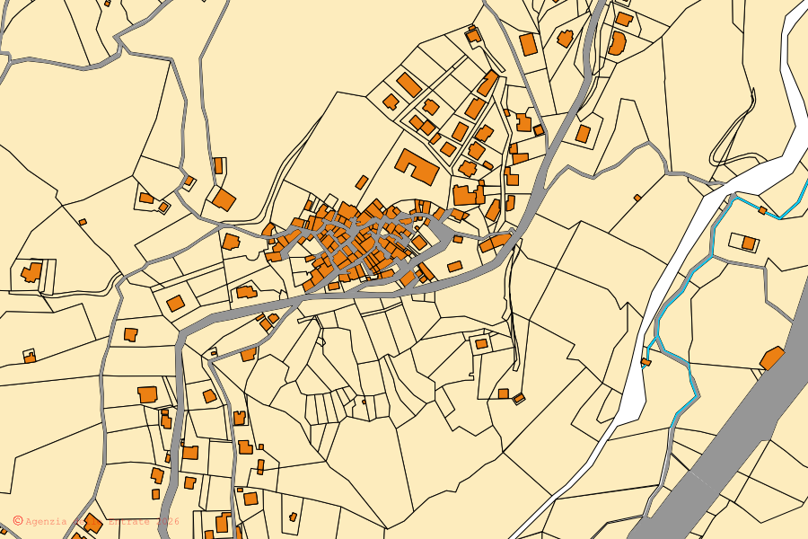 Mappa catastale del centro di Altilia: particelle e fabbricati, cartografia Agenzia delle Entrate
