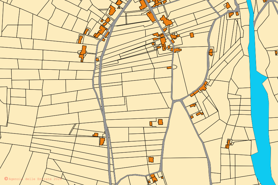 Mappa catastale del centro di Alvito: particelle e fabbricati, cartografia Agenzia delle Entrate