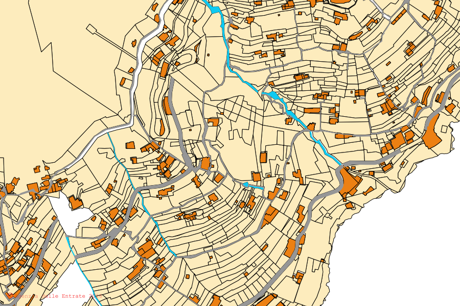 Mappa catastale del centro di Amalfi: particelle e fabbricati, cartografia Agenzia delle Entrate