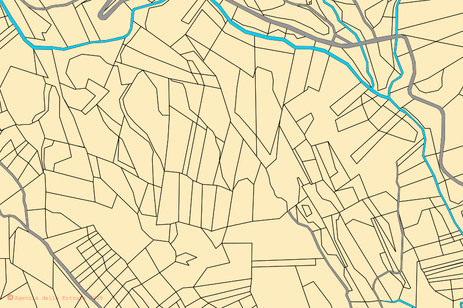 Mappa catastale del centro di Amandola: particelle e fabbricati, cartografia Agenzia delle Entrate