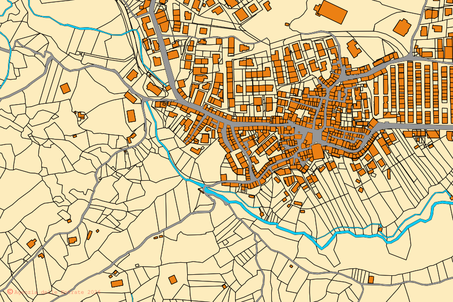 Mappa catastale del centro di Amaroni: particelle e fabbricati, cartografia Agenzia delle Entrate