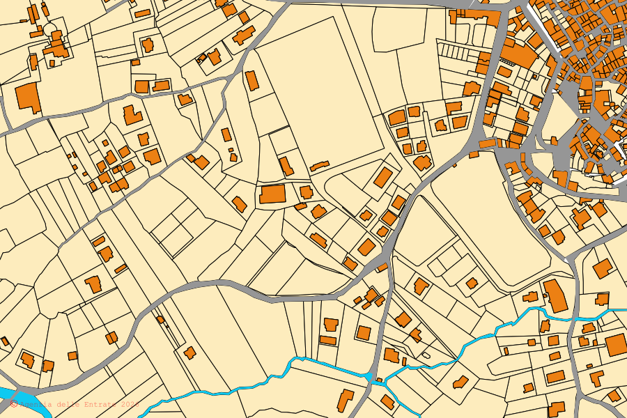Mappa catastale del centro di Amaseno: particelle e fabbricati, cartografia Agenzia delle Entrate