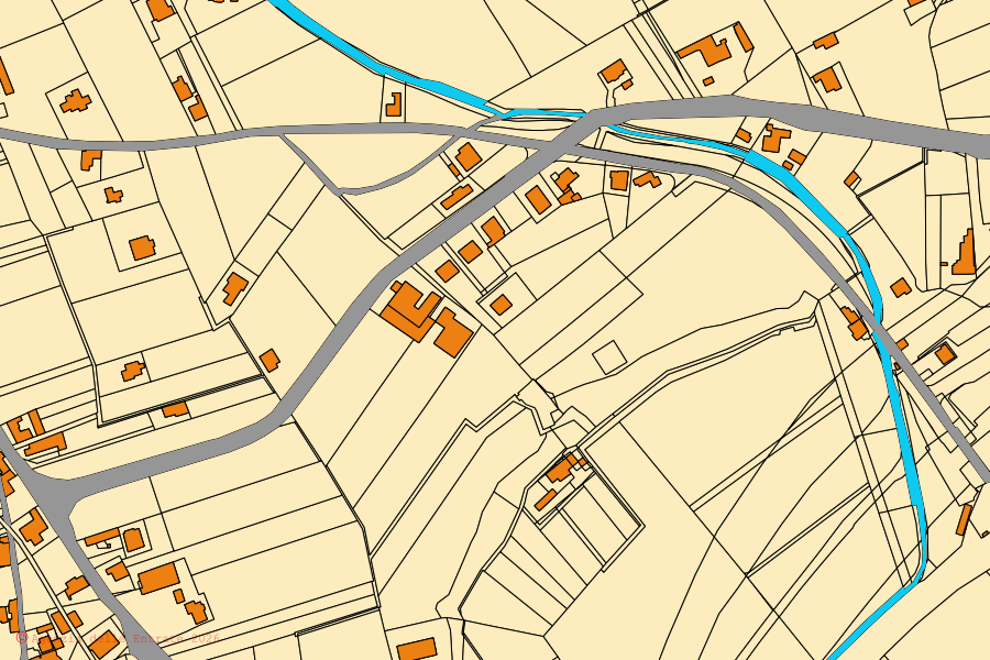 Mappa catastale del centro di Amorosi: particelle e fabbricati, cartografia Agenzia delle Entrate