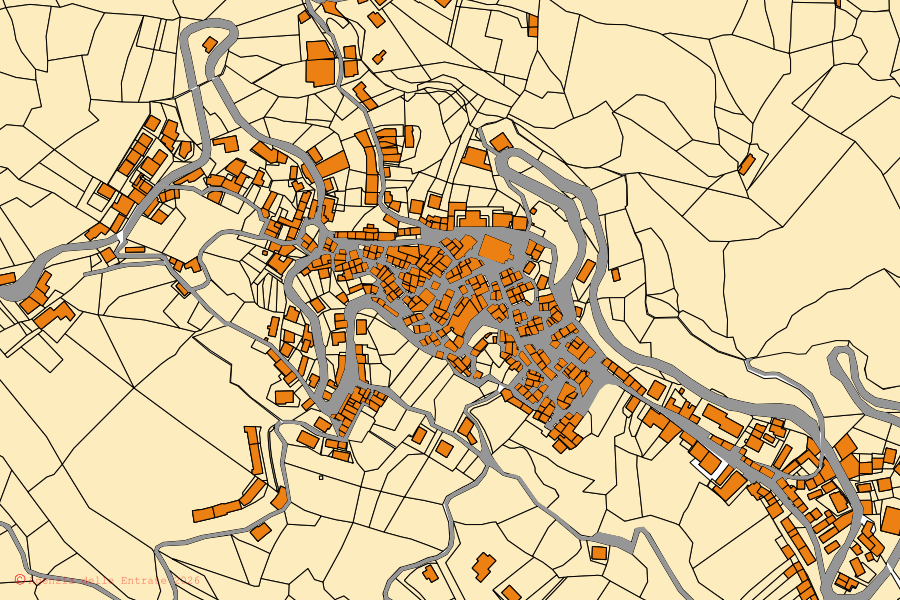 Mappa catastale del centro di Andali: particelle e fabbricati, cartografia Agenzia delle Entrate