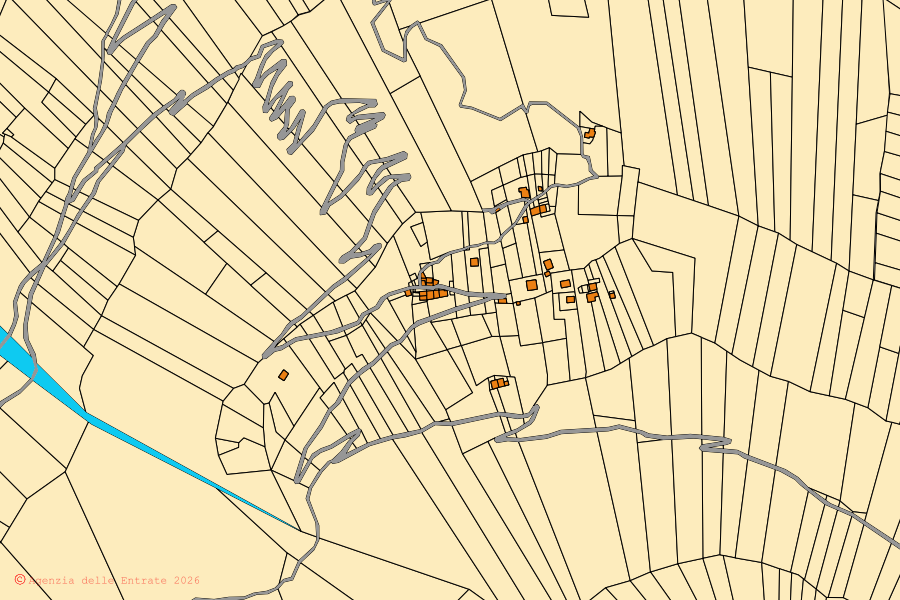 Mappa catastale del centro di Andalo Valtellino: particelle e fabbricati, cartografia Agenzia delle Entrate