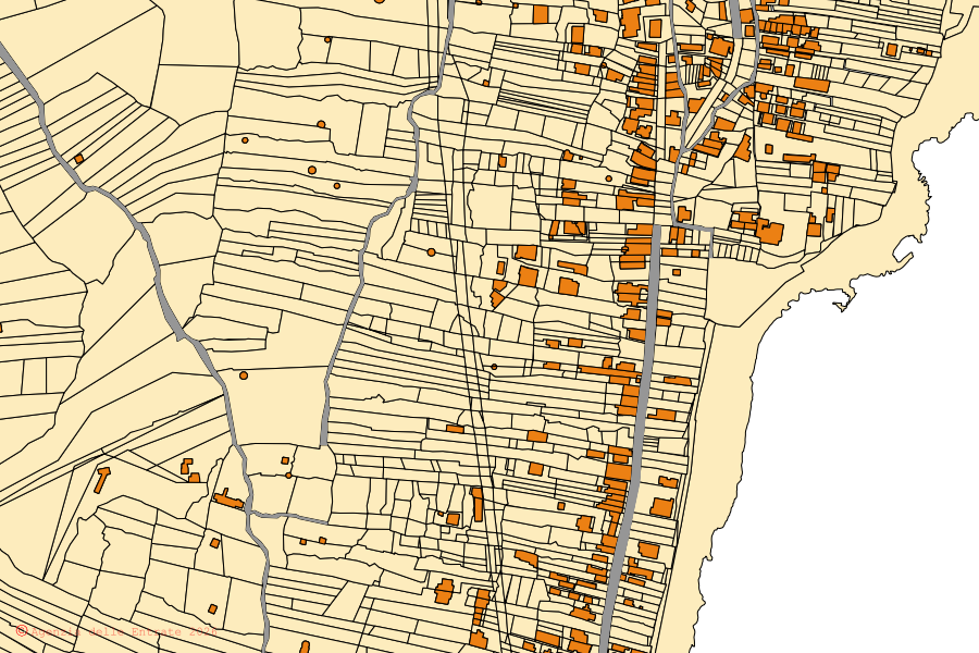 Mappa catastale del centro di Andrano: particelle e fabbricati, cartografia Agenzia delle Entrate