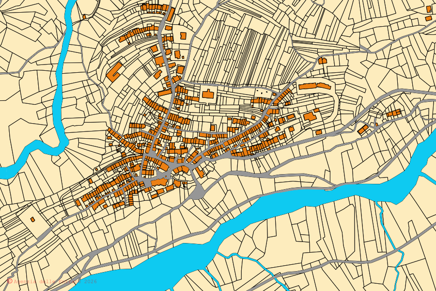 Mappa catastale del centro di Andreis: particelle e fabbricati, cartografia Agenzia delle Entrate