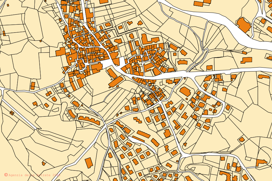 Mappa catastale del centro di Angolo Terme: particelle e fabbricati, cartografia Agenzia delle Entrate