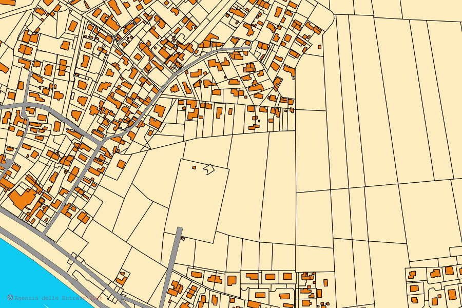 Mappa catastale del centro di Anguillara Veneta: particelle e fabbricati, cartografia Agenzia delle Entrate